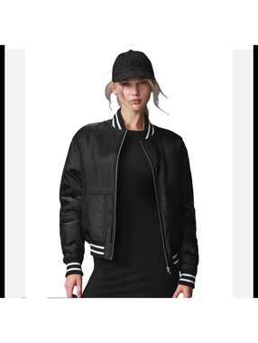 Alo Yoga Afterglow Varsity Black Jacket Coat Bomber